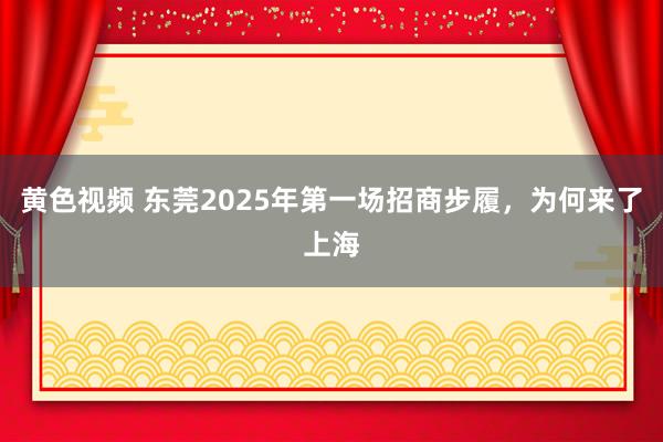 黄色视频 东莞2025年第一场招商步履，为何来了上海